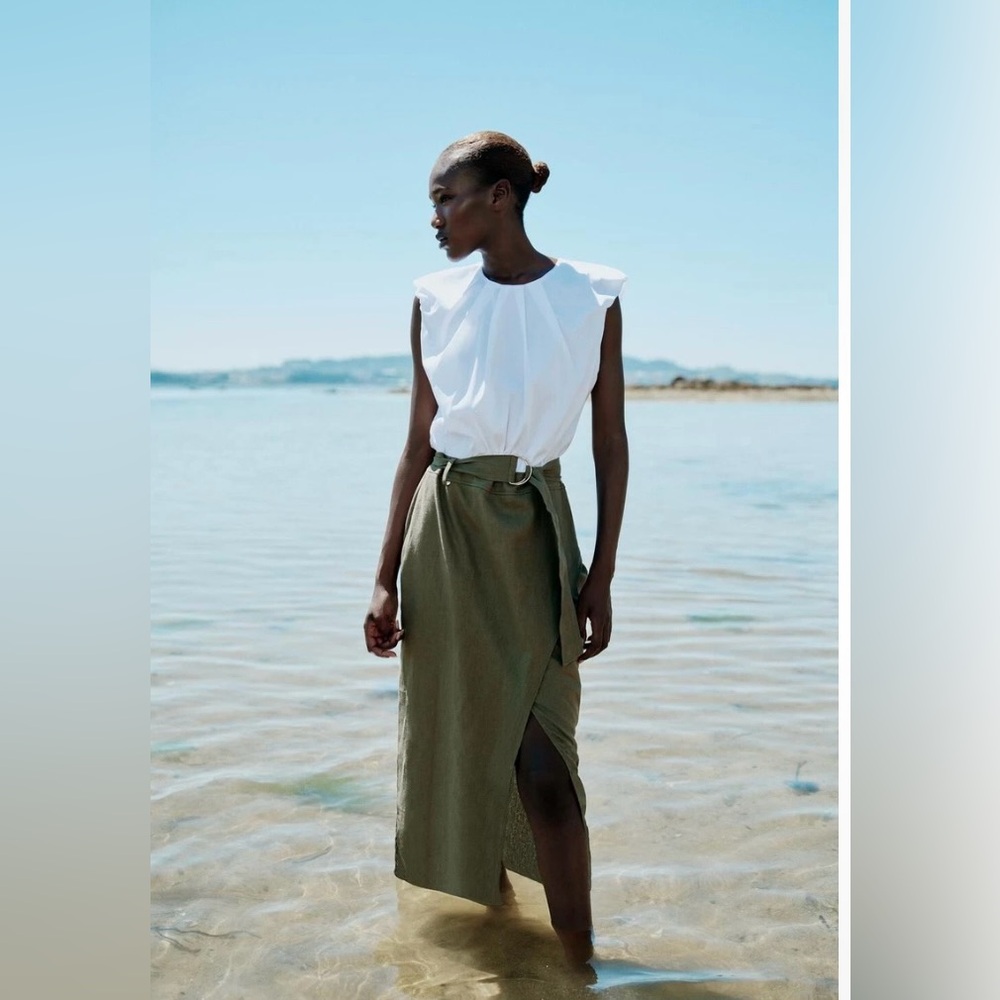 Zara Olive Green Maxi Skirt